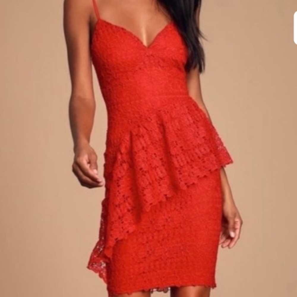 Lulus Red Crochet Lace Mini Dress